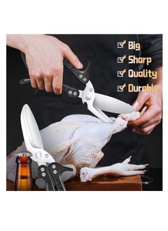SYOSI Kitchen Poultry Shears, Scissors Food Heavy Duty with Serrated Edge, Detachable Shears Spring Loaded, Stainless Steel Multipurpose sharp for Cutting Chicken, Fish, Meat  - Image 5