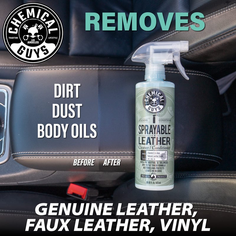 Chemical Guys SPI_103 Sprayable Leather Cleaner and Conditioner in One for Interiors, Apparel, and More (Works on Natural, Synthetic, Pleather, Faux Leather and More) Leather Scent, 128 fl oz (1 Gal) - Image 2