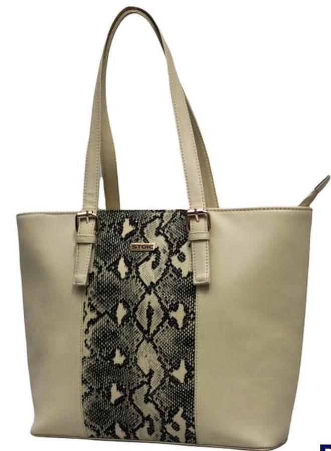 STOIC Snake Print Stylish PU Leather Sling Handbag for women and Girl (CREAM) - Image 2