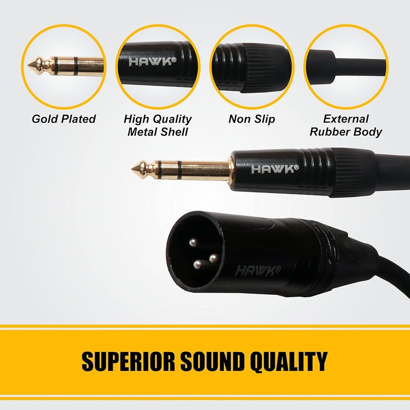 Hawk Proaudio Diginex Sxsg005 Monitor Gold Series 6.35Mm Trs Male To Xlr Male Balanced Interconnect With Audio Cable Tie (Black, 1.5 Meters) - Image 3