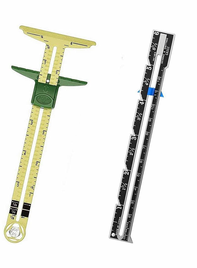 Excefore Gauge Measuring Sewing Tool, 2 Pieces Sliding Gauge Measuring Sewing Tool, 5in1 Sliding Gauge Measuring Sewing Ruler Tool Fabric Quilting Ruler for Knitting Crafting Sewing Beginner Supplies  - Image 1