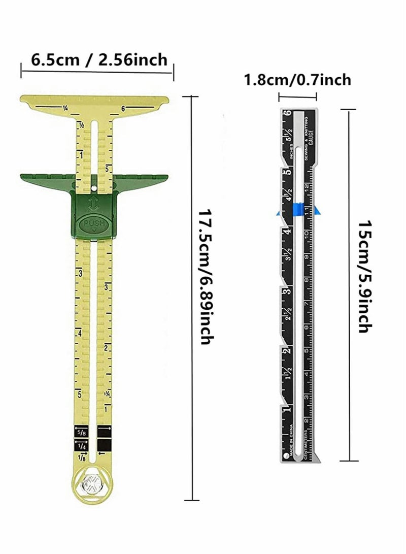 Excefore Gauge Measuring Sewing Tool, 2 Pieces Sliding Gauge Measuring Sewing Tool, 5in1 Sliding Gauge Measuring Sewing Ruler Tool Fabric Quilting Ruler for Knitting Crafting Sewing Beginner Supplies  - Image 3