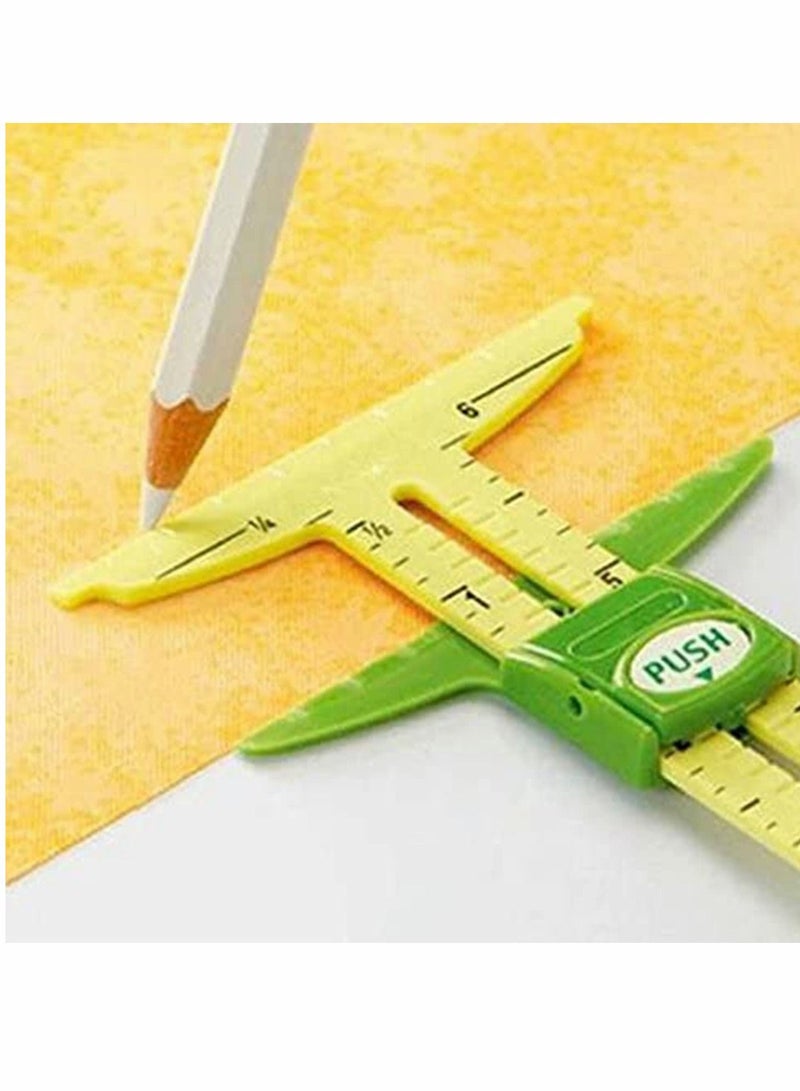 Excefore Gauge Measuring Sewing Tool, 2 Pieces Sliding Gauge Measuring Sewing Tool, 5in1 Sliding Gauge Measuring Sewing Ruler Tool Fabric Quilting Ruler for Knitting Crafting Sewing Beginner Supplies  - Image 2