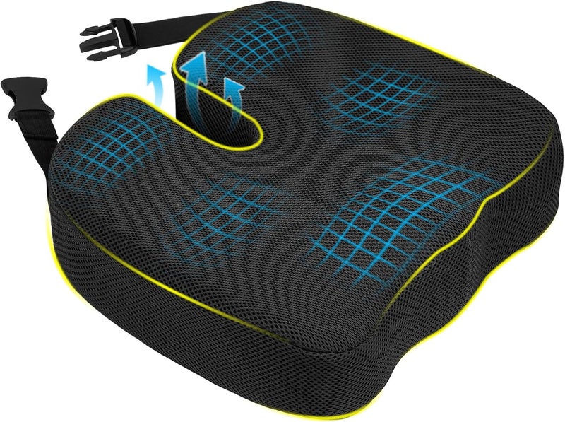 Yotako Memory Foam Coccyx Car Seat Cushion with Elastic Straps and Washable Cover - Image 1