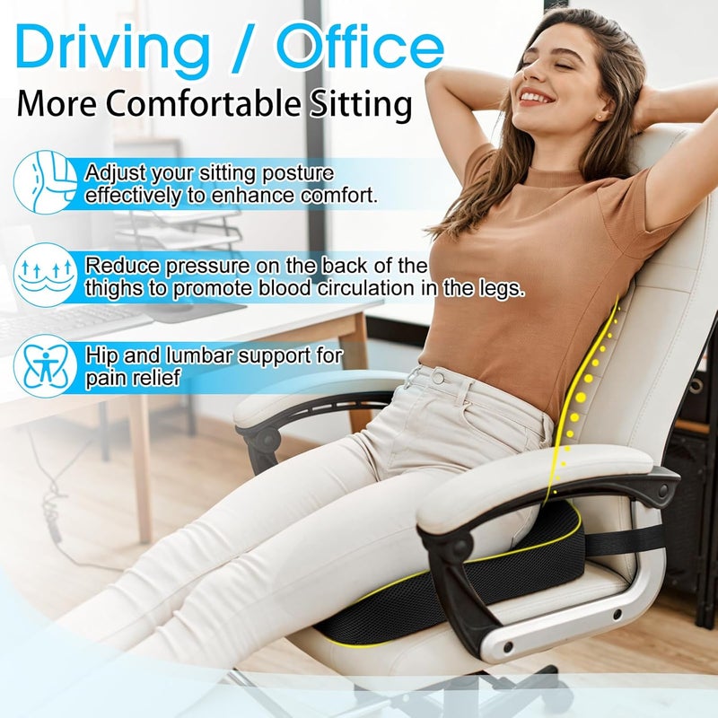 Yotako Memory Foam Coccyx Car Seat Cushion with Elastic Straps and Washable Cover - Image 2
