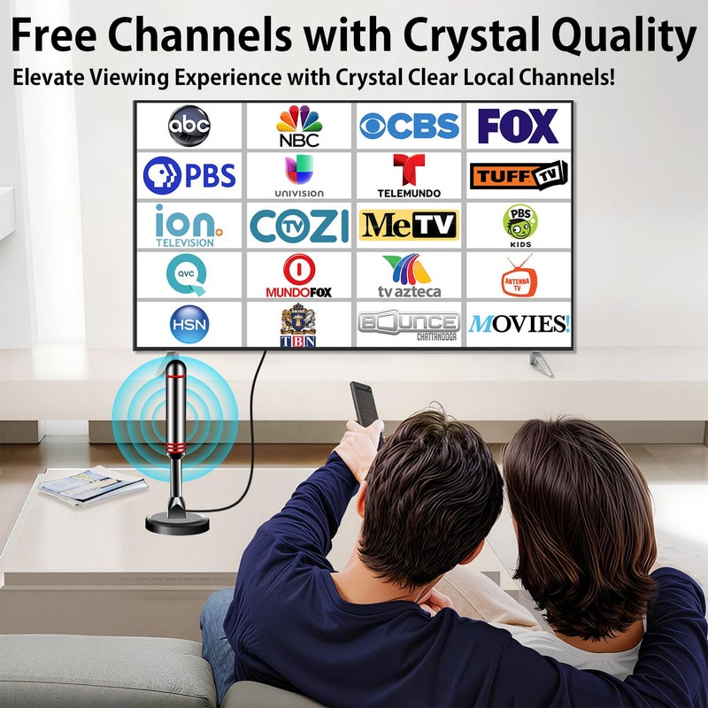 DTVSMARTSHOW Digital TV Antenna for Smart TV Indoor, 2026 HDTV Antenna with Strong Magnetic Base,360Â°&Long Range Reception Indoor Antenna for Local Channels, Easy Setup Antennas Without Cable (5.5 in) - Image 2