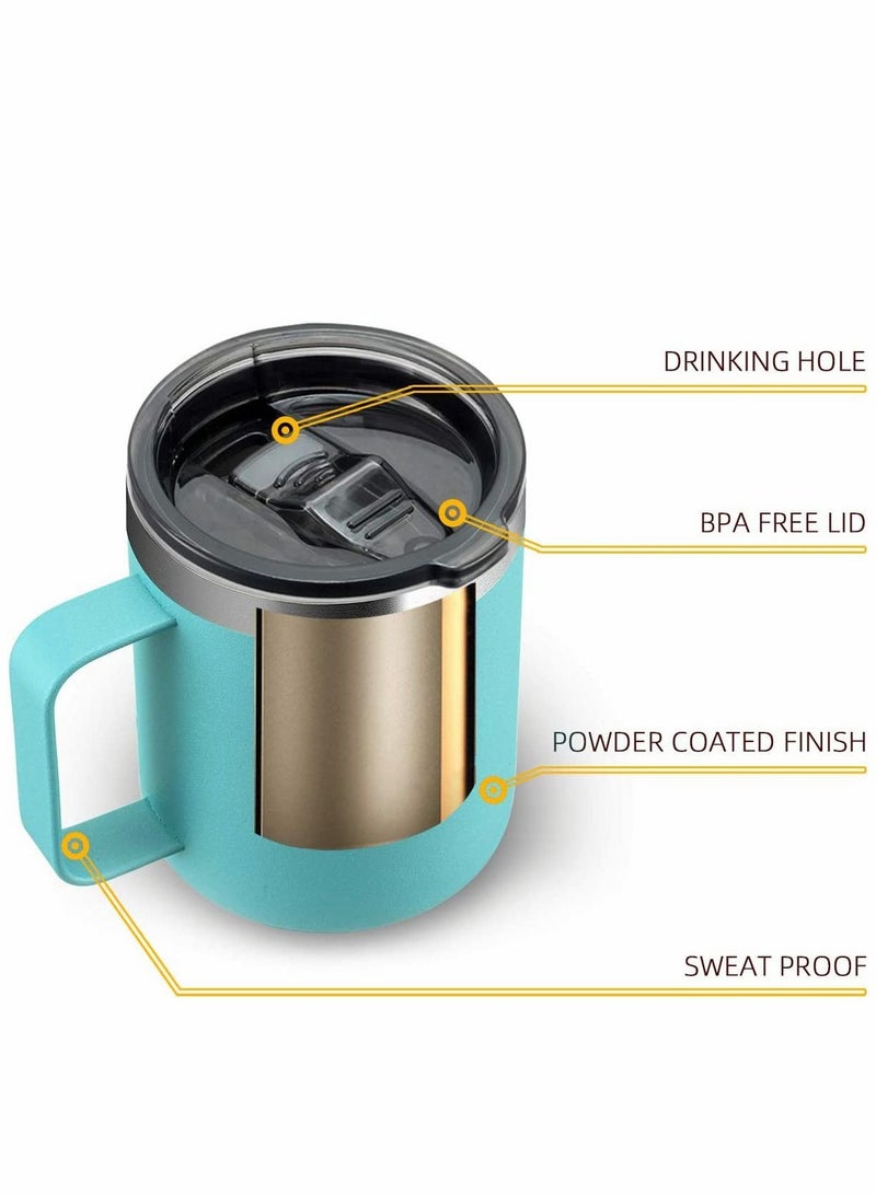 Coffee Mug, 12 Oz Stainless Steel Insulated Mug with Handle, Double Wall Vacuum Travel Tumbler Cup Sliding Lid, for Hot and Cold Drinks Tea (Mint Green)  - Image 3