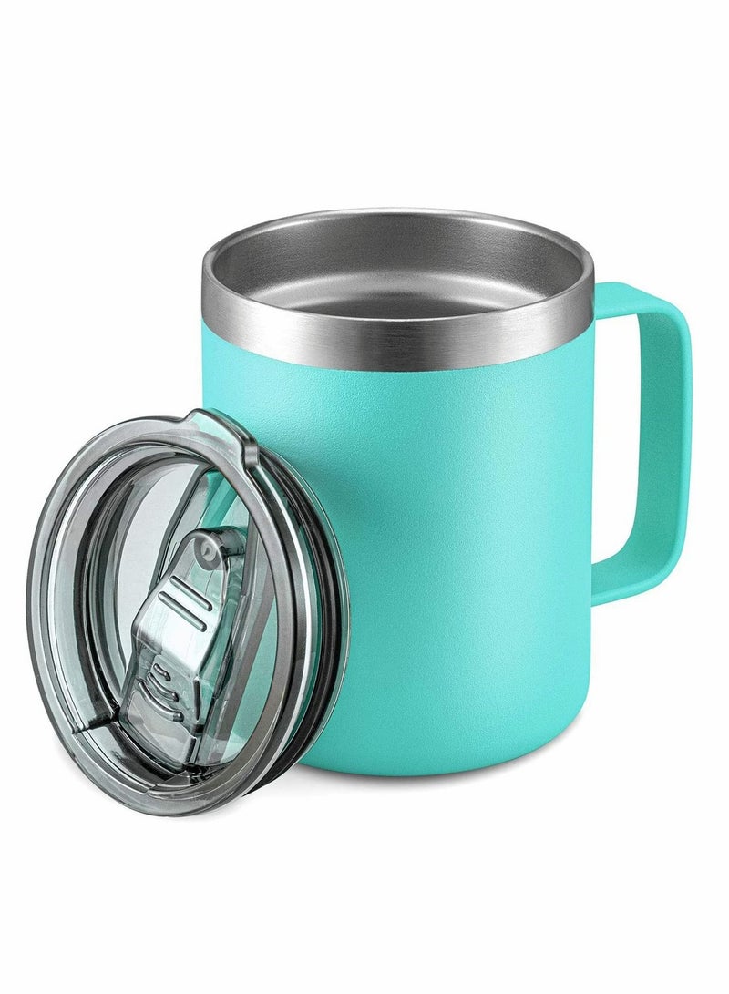 Coffee Mug, 12 Oz Stainless Steel Insulated Mug with Handle, Double Wall Vacuum Travel Tumbler Cup Sliding Lid, for Hot and Cold Drinks Tea (Mint Green)  - Image 1