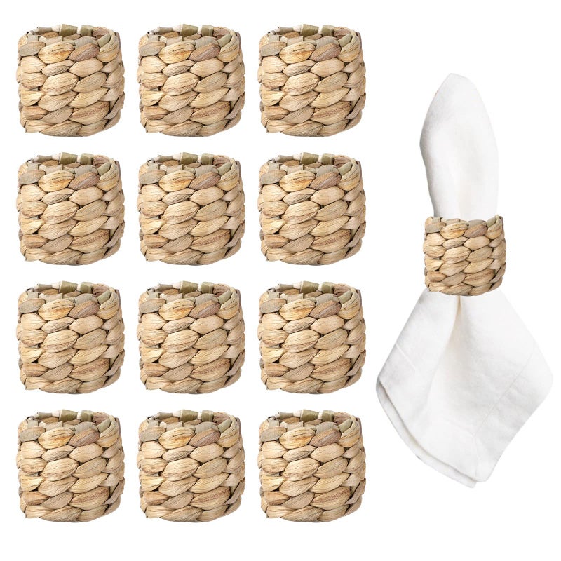 Aptwow Rustic Napkin Rings Set Of 12 Hand-Woven Farmhouse Fall Napkin Rings Holiday Party Christmas New Year Eve Thanksgiving Dinnerware Easter Napkin Rings - Image 1