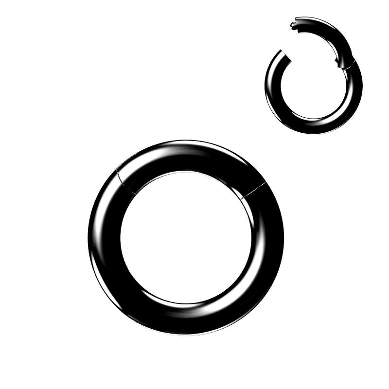 NewkeepsR 10GÃ—10mm Black Large Gauge Prince Albert 316L Surgical Steel Septum Hinged Clicker Segment Orbital Conch Rings - Image 1