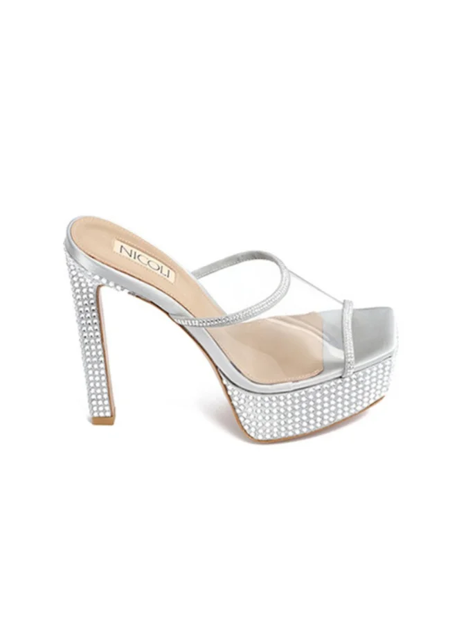 نيكولي Womens Luxury Vinyl Embellished Heel