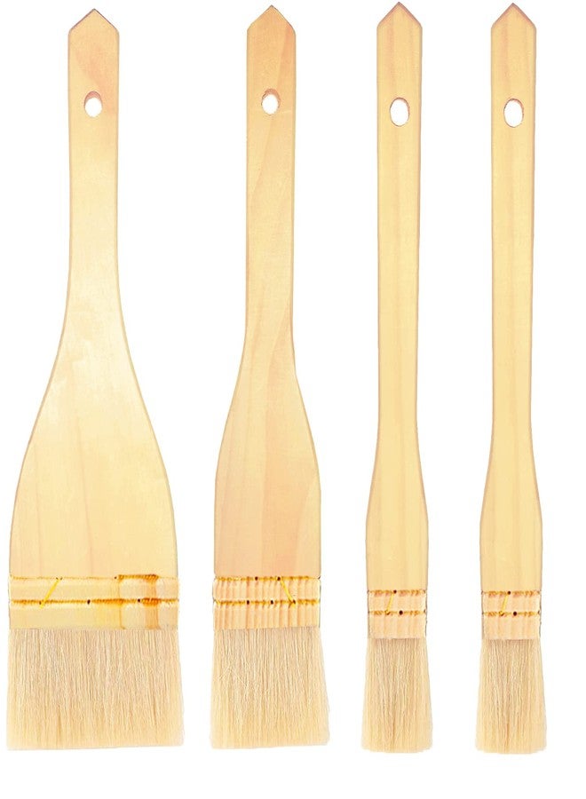 LAPOHI 4 Pcs Flat Hake Brushes, Hake Paint Brush for Watercolor, Sheep Hair Brushes for Painting, Pottery, Baking, Large Area Flat Brush Set in Three Size - Image 1