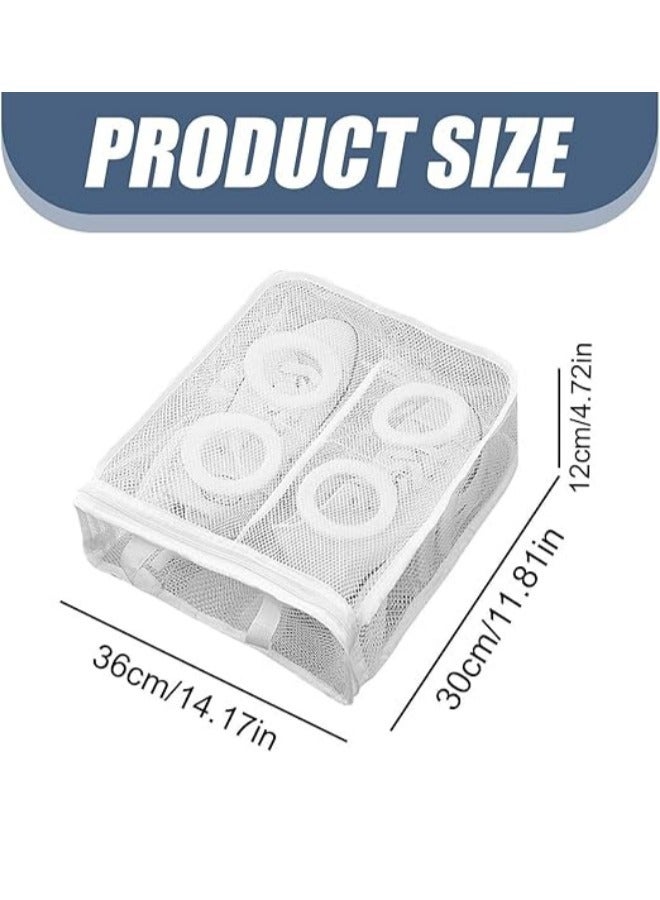 3 قطع من أكياس غسيل الأحذية، سعة كبيرة وقابلة للحمل، حقيبة شبكية قابلة للغسل والتجفيف، أكياس غسيل أحذية شبكية قابلة لإعادة الاستخدام، حقيبة غسيل للعناية بالأحذية في الغسالة، مع حلقة إسفنجية للحماية - Image 3