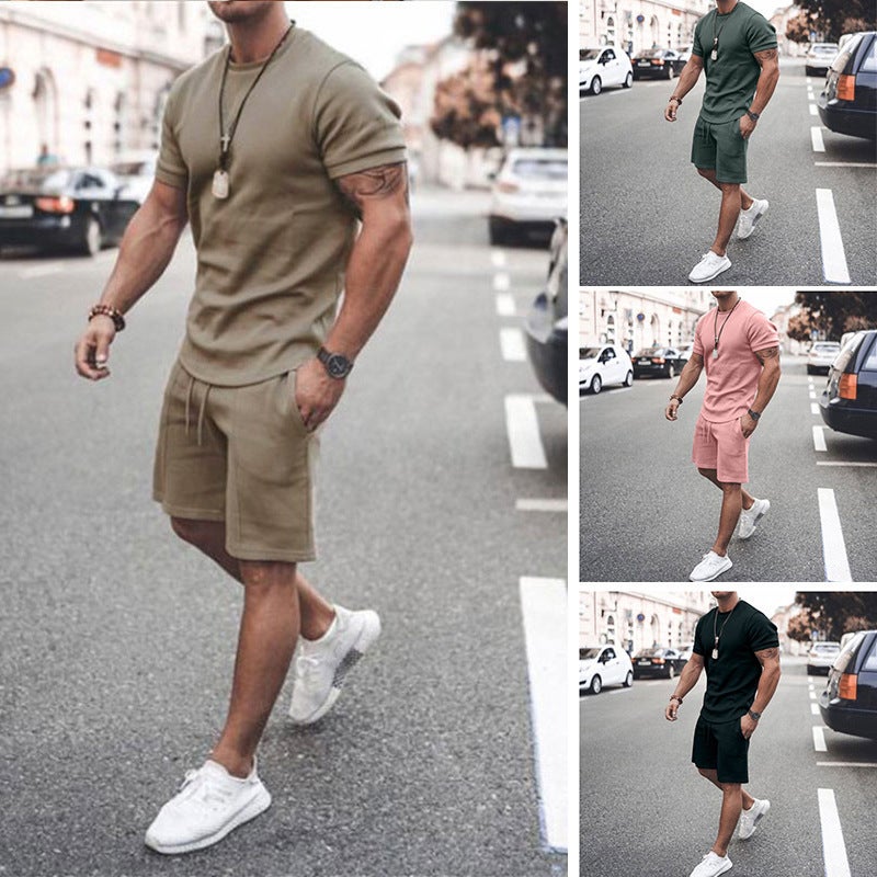 2023 Summer Men'S T-Shirt Set Solid Color 3D Digital Printing Round Neck Short Sleeve T-Shirt Fashion Casual - Image 5