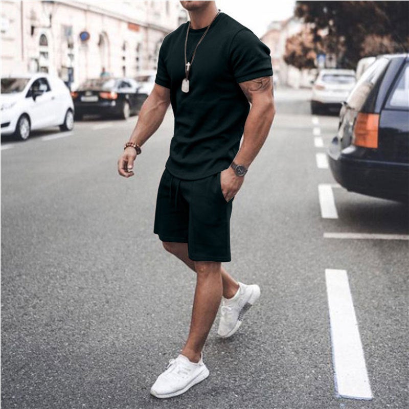2023 Summer Men'S T-Shirt Set Solid Color 3D Digital Printing Round Neck Short Sleeve T-Shirt Fashion Casual - Image 4