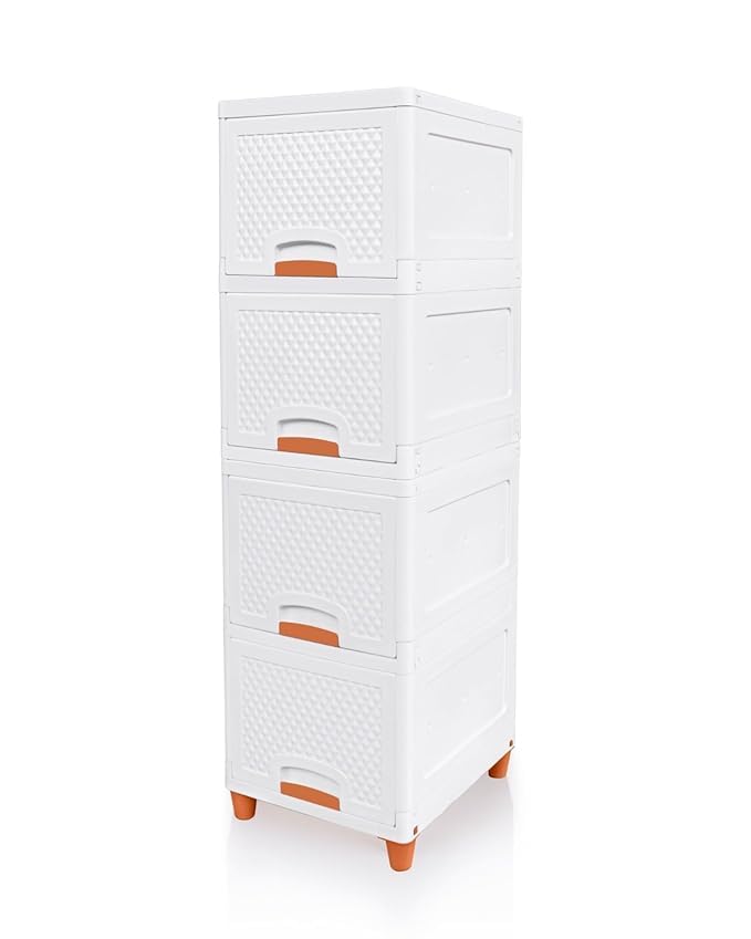 JUICIQ Multipurpose Drawer Plastic Modular Chest Storage Organizer Home Office Parlor School Home and Kids 4 Tier - Image 1
