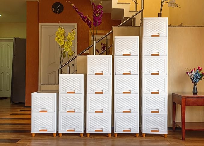 JUICIQ Multipurpose Drawer Plastic Modular Chest Storage Organizer Home Office Parlor School Home and Kids 4 Tier - Image 5