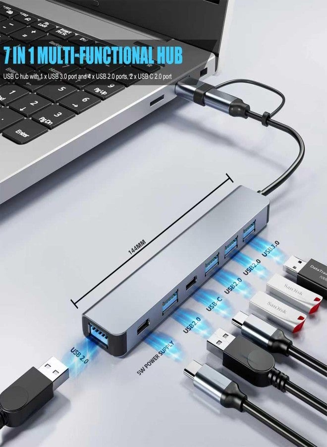 BERLAT Aluminum 7 in 1 USB C & USB Hub with USB 3.0, USB 2.0 Ports for PC/Laptops/MacBook Pro/Air/iMac/iPad and More Devices - Image 2