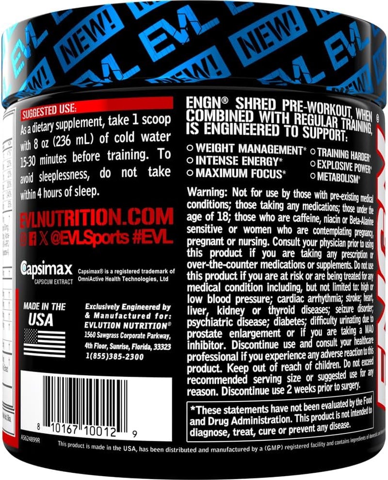Evlution EVL Ultimate Pre Workout Powder  Thermogenic Fat Burner Preworkout Powder Drink for Lasting Energy Focus and Stamina  ENGN Shred Intense Fat Burning Creatine Free Preworkout Drink  Cherry Limeade - Image 3