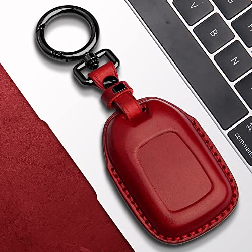 Tukellen Compatible with Chevrolet Leather Key Fob Cover with Keychain,fit 2015-2020 Tahoe Suburban GMC Yukon Smart Remote Key Shell, Genuine Leather for Chevy Key case(6 Buttons)-Red - Image 5