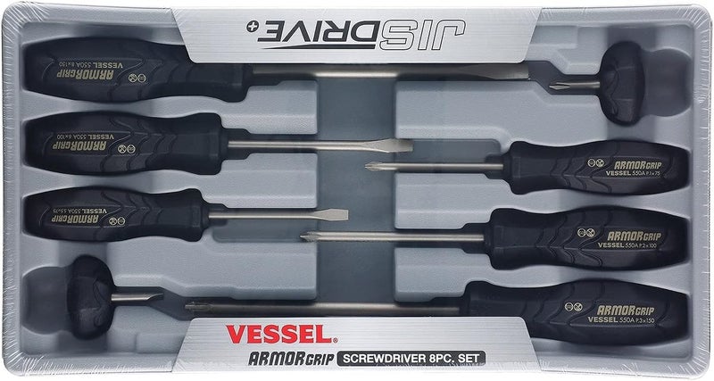 VESSEL مجموعة مفكات ARMOR GRIP 8 قطع (JISDRIVE) رقم 550A8PTU (سابق) - Image 1