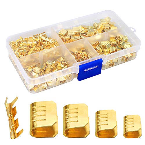 KeeYees 500 Pcs U Shape Copper Ring Terminals Crimp Kit - Non-Insulated Assortment Cable Wire Spade Electric Butt Connector Kit - Image 1