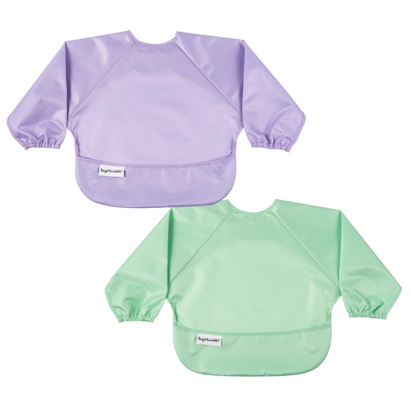 Tiny Twinkle Long Sleeve Bib for Babies & Toddlers | 2-Pack Waterproof Smock Bib for Eating | Machine Washable & Mess-Proof Feeding Essentials | Newborn Shower Gift (Mermaid,6â€“24M) - Image 1