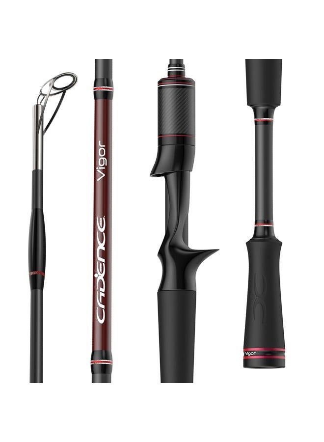Cadence Vigor Baitcasting Rod 2-Piece Fishing Rods Ultralight & Sensitive Baitcaster Rod-30 Ton Carbon Fuji Reel Seat & Stainless Steel Guides with SiC Inserts Portable Baitcast Rods.Vigor 702B-MF - Image 1