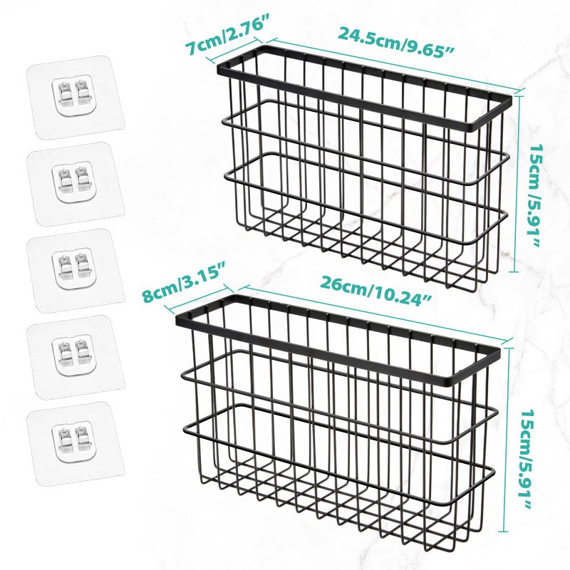 Sinnsally 2 Pack Cabinet Door Organizer,Self Adhesive Lid Organizers Inside Cabinet Storage Boxes,Hanging Storage Basket Organizer Wall Mounted Pantry Caddy Cup Holder for Kitchen,Fridge,Bathroom - Image 2