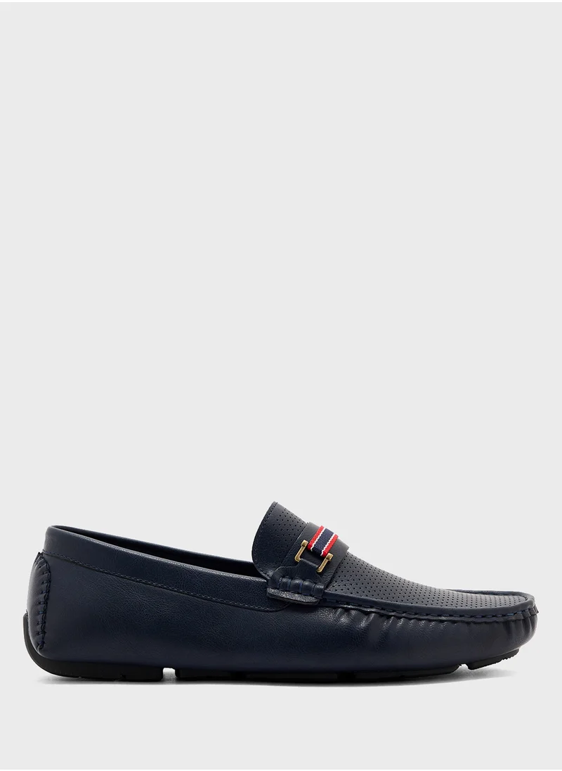 Robert Wood Perforated Webbing Detail Casual Loafers