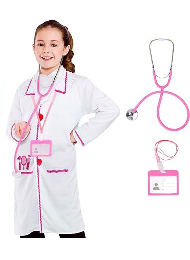 HALAMODO Doctor Costume Kit for Kids - White Lab Coat with Realistic Stethoscope- Kids Doctor Dress Up Set for Role Play, Career Day, Halloween, Birthday Parties - Fit for Toddlers to Preteens - Encourages Imagination & Learning Through Play 130cm - Image 1