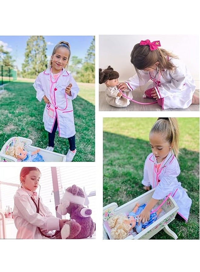 HALAMODO Doctor Costume Kit for Kids - White Lab Coat with Realistic Stethoscope- Kids Doctor Dress Up Set for Role Play, Career Day, Halloween, Birthday Parties - Fit for Toddlers to Preteens - Encourages Imagination & Learning Through Play 130cm - Image 4
