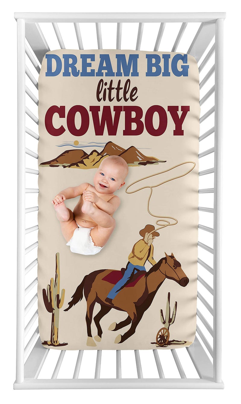 Sweet Jojo Designs Sweet Jojo Designs Fitted Baby Crib Sheets Western Cowboy for Boys Infant Nursery Toddler Room  Standard Size Photo Op Vintage Americana Wild West Southern Country Beige Farm Horse Ranch 