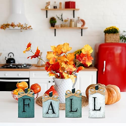 YUJUN 4 PCS Fall Pumpkin Wooden Signs Decoration,Blue Autumn Tiered Tray Pumpkin Tabletop Decor for Thanksgiving Fall Home Kitchen Harvest Party Decor Supplies - Image 4