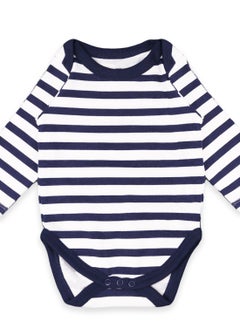 Kidbea Kidbea Organic cotton baby Pack of 3 onesies Unisex | Strips - Blue, Grey and Cup  - Image 2