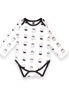 Kidbea Kidbea Organic cotton baby Pack of 3 onesies Unisex | Strips - Blue, Grey and Cup  - Image 4