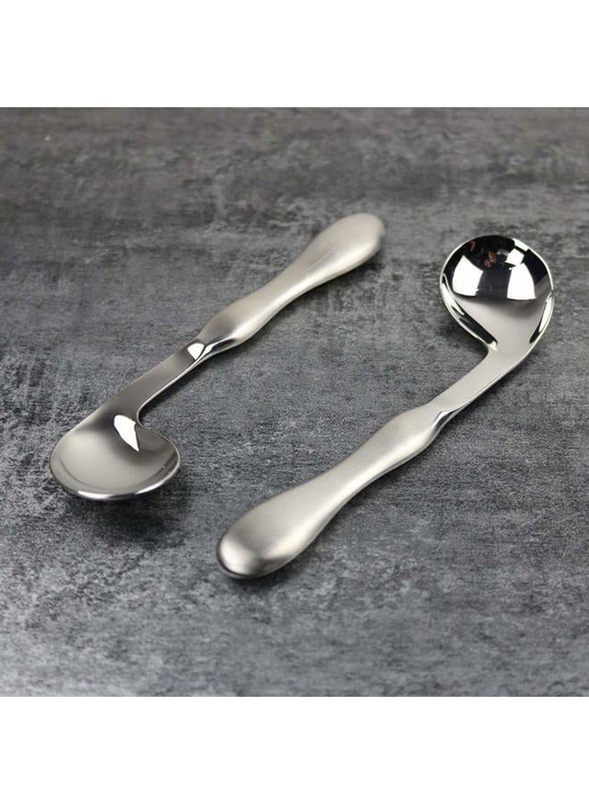 ZYER Adaptive Utensils 2pcs Curved Spoon Set Right Handed Angled Spoons Cutlery Utensil Stainless Steel Eating Silverware for Hand Tremors, Arthritis, Parkinson's or Elderly Use - Image 3