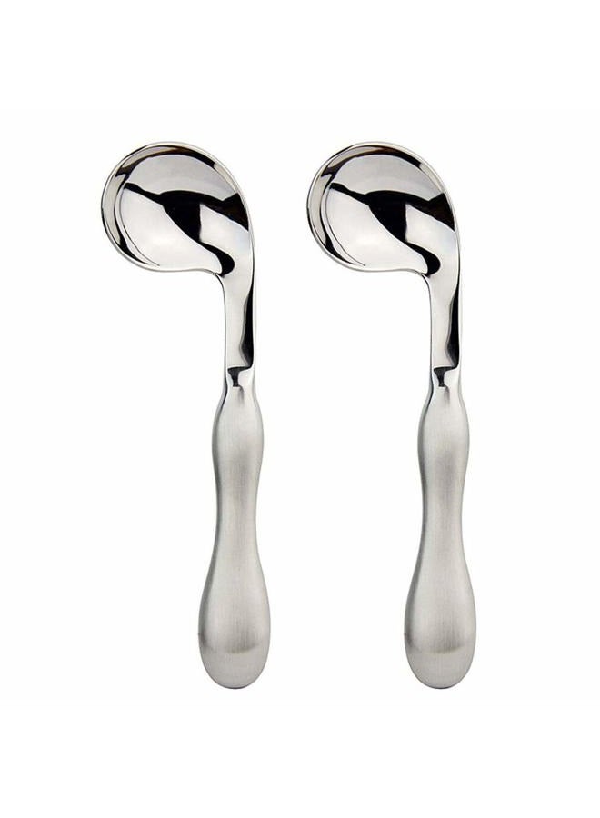 ZYER Adaptive Utensils 2pcs Curved Spoon Set Right Handed Angled Spoons Cutlery Utensil Stainless Steel Eating Silverware for Hand Tremors, Arthritis, Parkinson's or Elderly Use - Image 1