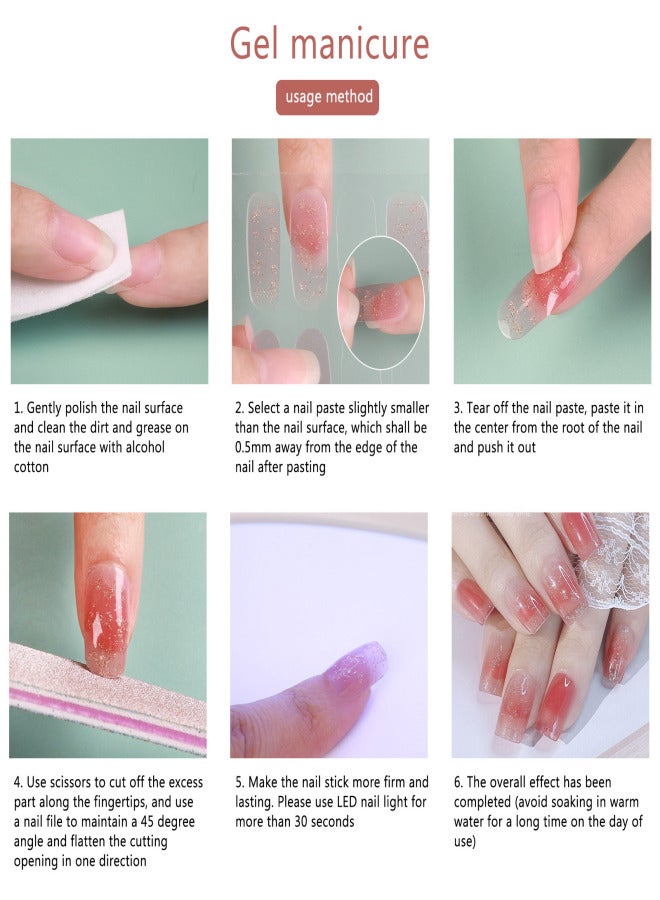 Gel Nail Stickers Self-Adhesive Nail Art Stickers Nail Decals DIY Nail Decoration Nail Tip Sticker for Women Girls - Image 2