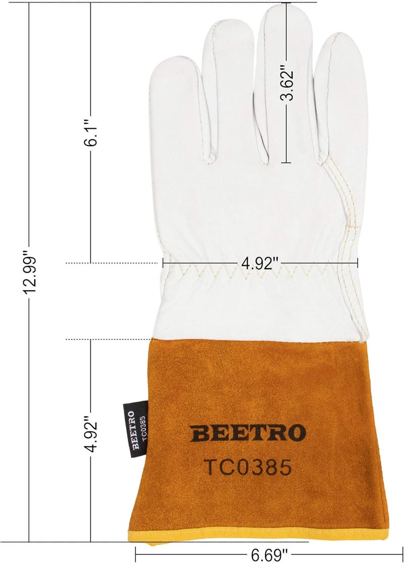 BEETRO Working Gloves 12 Pairs, Tig Welding Cowhide Split Leather, Heat/Fire Resistant BBQ/Warehouse/Heavy Duty/Animal Handling Glove, Extremely Soft and Flexible - Image 2
