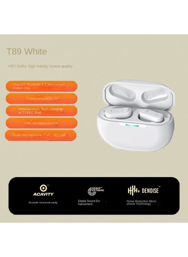Neutral New Short Stem T89 Wireless Bluetooth Earphones 5.3 Long Battery Life High Sound Quality Wireless Earphones Direct - Image 1