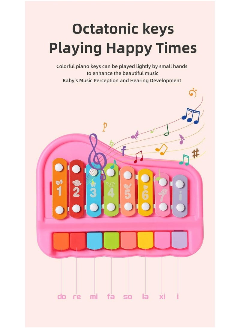 CMGTYYD 2 in 1 Baby Piano Xylophone for Toddlers 1-3 Years Old, 8 Multicolored Key Keyboard Baby Xylophone Piano, Preschool Educational Musical Learning Instruments Toy for Baby Kids (Blue)  - Image 3