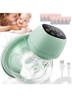 Beauenty Wearable Breast Pump - 3 Modes & 9 Levels Touch Screen, Portable Electric Breast Pump, Wireless Pump, Low Noise &Painless Breastfeeding, Green  - Image 1