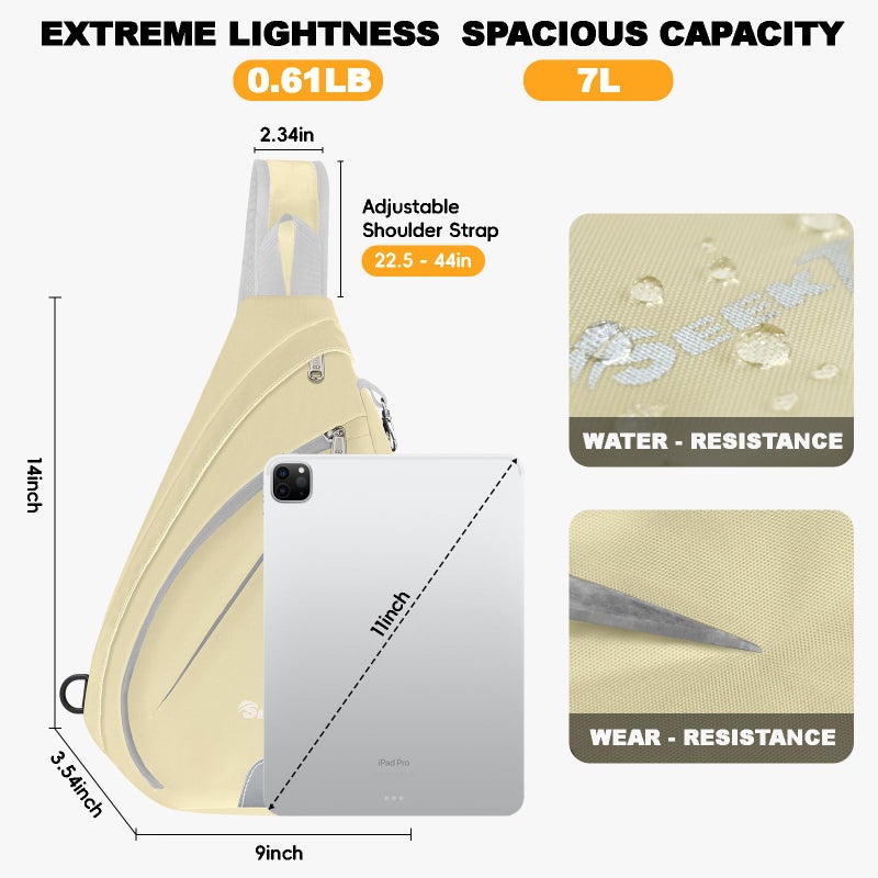 Seektop Anti Theft Crossbody Bag for Women RFID Blocking Waterproof Sling Backpack Lightweight 400D Nylon Small Chest Pack Shoulder Bag for Travel Hiking Commuting Men Beige - Image 2