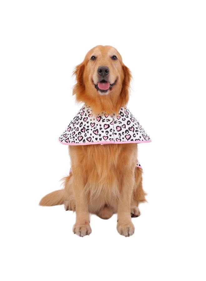 HDE Dog Raincoat Hooded Slicker Poncho for Small to X-Large Dogs and Puppies Leopard Hearts - L - Image 2