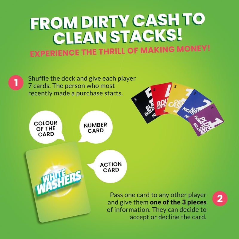 BINCA Card Game - White Washers  Bluffing & Strategy Game for All Ages  Fun Family & Party Game for Teens & Adults  Perfect for Ages 12  13  14 & Up (3-5 Players) - Image 5
