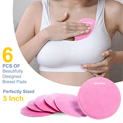 Cherilo Washable Breast Pads for Feeding Mothers, High Absorbent Nursing Pads for Breastfeeding, Skin Friendly Nipple Pads for Women, Maternity Feeding Pads for Mothers with 3 Layer Overnight Protection, Reusable, Pink, 6 Pcs - Image 4