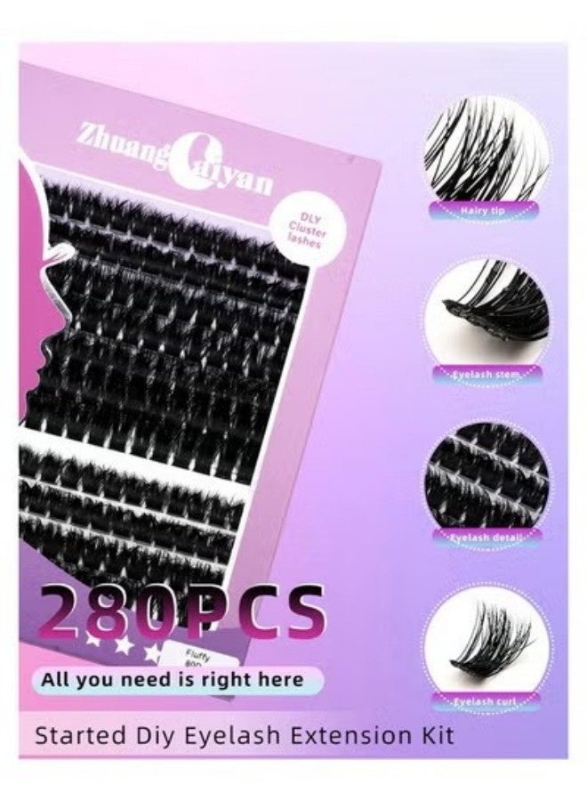 مجموعات رموش خاطئة مجزأة، رموش زاوية مجزأة، رموش منفوشة وشعرية C، D مجعدة أنمي سلسلة، ملصقات رموش DIY Clusters رموش، امتداد رموش 9-15 ملم - Image 2