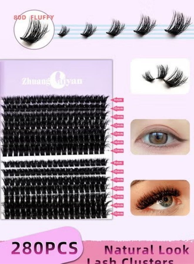 مجموعات رموش خاطئة مجزأة، رموش زاوية مجزأة، رموش منفوشة وشعرية C، D مجعدة أنمي سلسلة، ملصقات رموش DIY Clusters رموش، امتداد رموش 9-15 ملم - Image 3