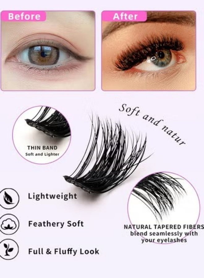 مجموعات رموش خاطئة مجزأة، رموش زاوية مجزأة، رموش منفوشة وشعرية C، D مجعدة أنمي سلسلة، ملصقات رموش DIY Clusters رموش، امتداد رموش 9-15 ملم - Image 4